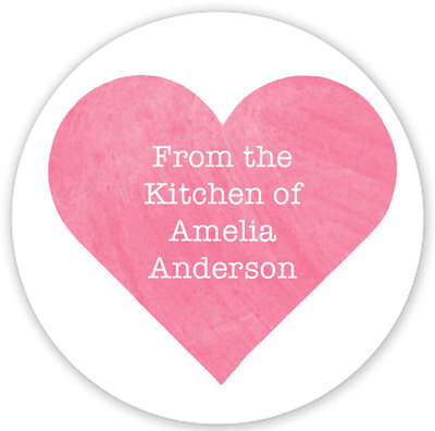 Pink Watercolor Heart Kitchen Round Stickers